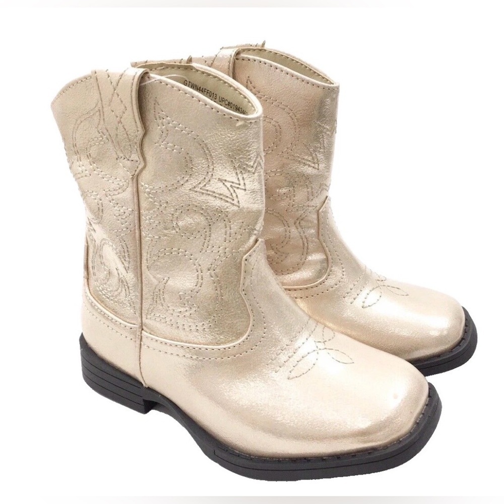Wonder Nation Toddler Girl Western Cowboy Boots Rose Golden Size 8